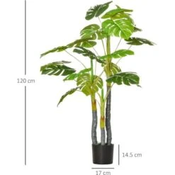 HOMCOM Monstera Pianta Artificiale Per Interno Ed Esterno, Pianta Finta Realistica Con 20 Foglie, 120cm -Negozio al dettaglio Piante Casa 49341342 3