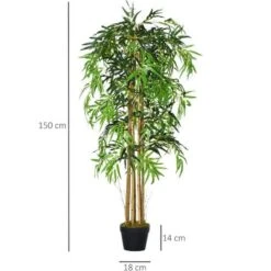 Outsunny Bambù Artificiale Con Vaso Per Interno Ed Esterno, Φ18x150cm -Negozio al dettaglio Piante Casa 51030267 3