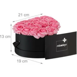Relaxdays Box Di Rose A Forma Di Cuore, 18 Rose, Nero, Resistente 10 Anni, Idea Regalo, Box Decorativo, Rosa -Negozio al dettaglio Piante Casa 51972803 4