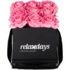 Relaxdays Bouquet Di Rose Quadrato, Scatola Nera Box Con 9 Fiori Finti Durevoli Nel Tempo, Idea Regalo Elegante, Rosa