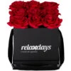 Relaxdays Bouquet Di Rose Quadrato, Scatola Nera Box Con 9 Fiori Finti Durevoli Nel Tempo, Idea Regalo Elegante, Rosse