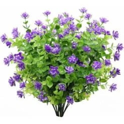 Fiori Artificiali 4 Pezzi Bouquet Di Eucalipto Piante Verdi, Fiori Di Eucalipto Finti Resistenti Ai Raggi UV Per Interni Esterni Home Office Giardino Decorazione Di Nozze (viola)