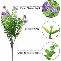 Fiori Artificiali 4 Pezzi Bouquet Di Eucalipto Piante Verdi, Fiori Di Eucalipto Finti Resistenti Ai Raggi UV Per Interni Esterni Home Office Giardino Decorazione Di Nozze (viola) -Negozio al dettaglio Piante Casa 52008437 3