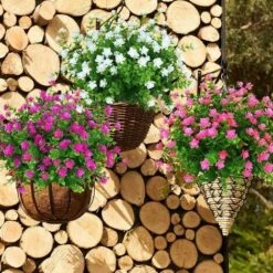 Fiori Finti Artificiali Per Esterni, Verde In Plastica Sintetica Per Interni Fioriera Da Appendere Per Esterni Home Office Matrimonio Agriturismo Decor 12 Pezzi Bianco -Negozio al dettaglio Piante Casa 52008637 5