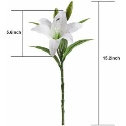 Fiori Artificiali, 5 Pezzi Real Touch Lattice Fiori Di Giglio Artificiale In Vasi Bouquet Da Sposa/Decorazioni Per La Casa/Festa/Disposizione Di Tombe (Bianco) -Negozio al dettaglio Piante Casa 52010684 4
