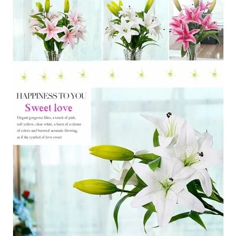 Fiori Artificiali, 5 Pezzi Real Touch Lattice Fiori Di Giglio Artificiale In Vasi Bouquet Da Sposa / Decorazioni Per La Casa / Festa / Disposizione Di Tombe 5 Fiori Artificiali, 5 Pezzi Real Touch Lattice Fiori Di Giglio Artificiale In Vasi Bouquet Da Sposa / Decorazioni Per La Casa / Festa / Disposizione Di Tombe - immagine 5