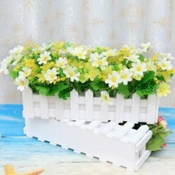 LangRay 2pcs Gerbera Artificiale Con Staccionata In Legno Margherita Margherita Fiori Di Seta Decorazione Fiori Artificiali Piante In Vaso Crisantemo Finto Fiori Artificiali Piante Bonsai Artificiali -Negozio al dettaglio Piante Casa 52013262 3