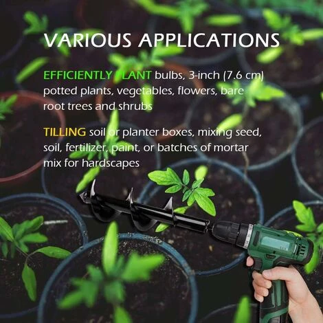 Fresa Da Giardino LangRay 80 Mm, Pratico Attrezzo Per Piantare, Punta Da Trapano Professionale Esagonale Per Bulbi Da Fiore, Piantatrice Per Perforazione Di Alberi (80 X 300 Mm) 4 Fresa Da Giardino LangRay 80 Mm, Pratico Attrezzo Per Piantare, Punta Da Trapano Professionale Esagonale Per Bulbi Da Fiore, Piantatrice Per Perforazione Di Alberi (80 X 300 Mm) - immagine 4