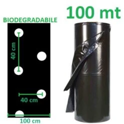 TELO BIO FILM PACCIAMATURA BIODEGRADABILE 100 M FORI SFALSATI 40 X 40 LARG. Cm 100