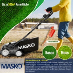 MASKO® Scarificatore Arieggiatore Elettrico 2in1 Per Prato -1800 Watt - Larghezza Di Lavoro 40 Cm - Sacco Di Raccolta Da 55L - Incl. Rullo Arieggiatore - Aeratore Per Rimozione Muschio - Profondità D 7 MASKO® Scarificatore Arieggiatore Elettrico 2in1 Per Prato -1800 Watt - Larghezza Di Lavoro 40 Cm - Sacco Di Raccolta Da 55L - Incl. Rullo Arieggiatore - Aeratore Per Rimozione Muschio - Profondità D -Negozio al dettaglio Piante Casa 52767772 3