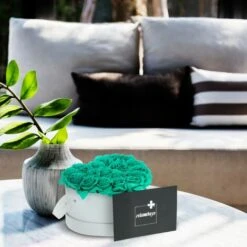 Relaxdays Box Di Rose A Forma Di Cuore, 18 Rose, Bianco, Resistente 10 Anni, Idea Regalo, Box Decorativo, Turchese -Negozio al dettaglio Piante Casa 54414263 3