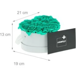 Relaxdays Box Di Rose A Forma Di Cuore, 18 Rose, Bianco, Resistente 10 Anni, Idea Regalo, Box Decorativo, Turchese -Negozio al dettaglio Piante Casa 54414263 4