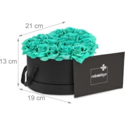 Relaxdays Box Di Rose A Forma Di Cuore, 18 Rose, Nero, Resistente 10 Anni, Idea Regalo, Box Decorativo, Turchese -Negozio al dettaglio Piante Casa 54555716 4