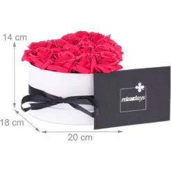 Relaxdays Bouquet Rose Eterne, Box Bianco A Cuore Con 13 Fiori Finti, Elegante Idea Regalo, Scatola Romantica, Rosso -Negozio al dettaglio Piante Casa 54889735 4