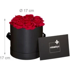 Relaxdays Bouquet Rose Eterne, Box Nero Rotondo Con 8 Fiori Finti, Resistente, Idea Regalo Scatola Romantica, Rosso 8 Relaxdays Bouquet Rose Eterne, Box Nero Rotondo Con 8 Fiori Finti, Resistente, Idea Regalo Scatola Romantica, Rosso -Negozio al dettaglio Piante Casa 54889736 4
