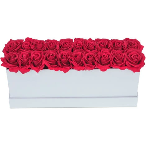 Relaxdays Bouquet Rose Eterne, Flower Box Bianco Con 20 Fiori Finti, Elegante Idea Regalo, Scatola Romantica, Rosso 1 Relaxdays Bouquet Rose Eterne, Flower Box Bianco Con 20 Fiori Finti, Elegante Idea Regalo, Scatola Romantica, Rosso