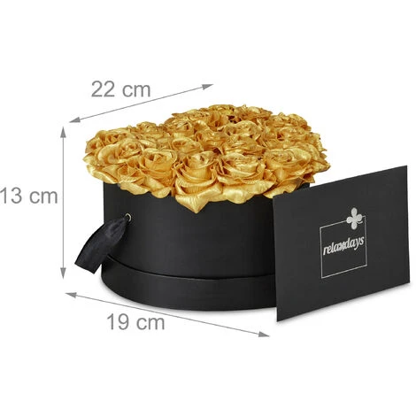 Relaxdays Bouquet Rose Eterne, Box A Cuore, Mazzo Di 18 Fiori Finti, Elegante Idea Regalo, Scatola Romantica, Nero Oro 4 Relaxdays Bouquet Rose Eterne, Box A Cuore, Mazzo Di 18 Fiori Finti, Elegante Idea Regalo, Scatola Romantica, Nero Oro - immagine 4