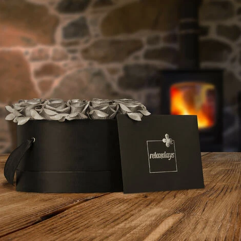Relaxdays Bouquet Rose Eterne, Box A Cuore, Mazzo 18 Fiori Finti, Elegante Idea Regalo, Scatola Romantica, Nero Argento 3 Relaxdays Bouquet Rose Eterne, Box A Cuore, Mazzo 18 Fiori Finti, Elegante Idea Regalo, Scatola Romantica, Nero Argento - immagine 3