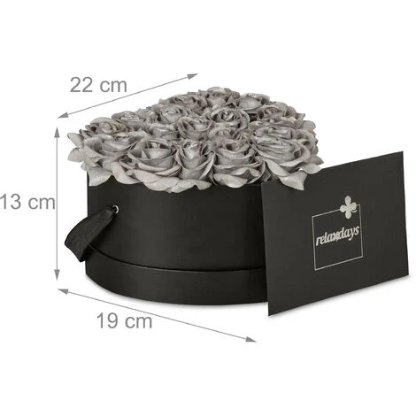 Relaxdays Bouquet Rose Eterne, Box A Cuore, Mazzo 18 Fiori Finti, Elegante Idea Regalo, Scatola Romantica, Nero Argento 4 Relaxdays Bouquet Rose Eterne, Box A Cuore, Mazzo 18 Fiori Finti, Elegante Idea Regalo, Scatola Romantica, Nero Argento - immagine 4