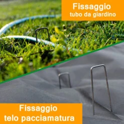 50 Picchetti In Robusto Acciaio Non Galvanizzato Per Fissaggio Telo Pacciamatura Recinzione Giardino Erba Sintetica Ancoraggio Prato Rete Lunghezza 150 Mm, 25 Mm Di Larghezza, Ø 3 Mm -Negozio al dettaglio Piante Casa 57205304 5