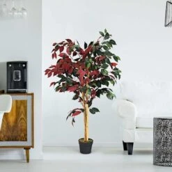 GIANTEX Albero Artificiale Per Esterno O Interno, Ficus Artificiale Decorativo, Altezza 120 M, 540 Fogli E Tronco Naturale, Finta Pianta Decorativa -Negozio al dettaglio Piante Casa 58840242 3