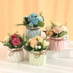 HIASDFLS Simulazione Ortensia Pianta In Vaso Creativo Decorazione Desktop Per La Casa Regalo Di Nozze Bianco -Negozio al dettaglio Piante Casa 59384154 5