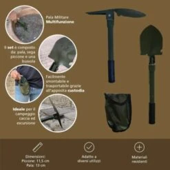 Pala Pieghevole Militare Campeggio Multifunzione Multiuso Sega Piccone Zappa -Negozio al dettaglio Piante Casa 60700961 5