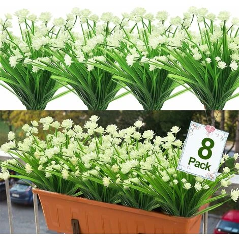 8 Pezzi Piante Da Fiori Artificiali Resistenti Ai Raggi UV All'aperto, 8 Rami Finti Plastica Fiordaliso Verde Arbusti Piante Fioriera Da Appendere All'aperto Per Interni Cucina Casa Matrimonio Ufficio 1 8 Pezzi Piante Da Fiori Artificiali Resistenti Ai Raggi UV All'aperto, 8 Rami Finti Plastica Fiordaliso Verde Arbusti Piante Fioriera Da Appendere All'aperto Per Interni Cucina Casa Matrimonio Ufficio