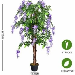 GIANTEX Albero Artificiale Per Esterno O Interno, Pianta Artificiale Decorativa Con 840 Foglie E Tronco Naturale, Simulazione Decorazioni Paesaggistiche, Altezza 150 Cm -Negozio al dettaglio Piante Casa 64522709 3