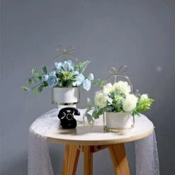 Fiori Artificiali Con Vaso Piante Artificiali Fiori Bonsai In Vaso Di Ceramica Fiori Di Plastica Piante Finte Per La Decorazione Domestica (bianco) -Negozio al dettaglio Piante Casa 66561636 3