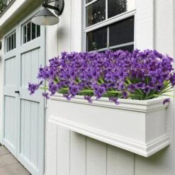 Fiore Viola Artificiale, 6 Pezzi Fiore Di Plastica Artificiale, Giardino Resistente Ai Raggi UV Per Esterni Vegetazione Arbusti Piante Indoor Outdoor Hanging Pianta Decorativa Per La Casa (Viola) -Negozio al dettaglio Piante Casa 67411000 5