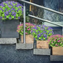 10 Mazzi Di Fiori Artificiali Piante Finte. Arbusti Verdi Resistenti Ai Raggi UV Piante Di Eucalipto Fioriera Sospesa Per Interni Ed Esterni Decorazioni Per Il Giardino Di Casa. Rosso -Negozio al dettaglio Piante Casa 67412290 4