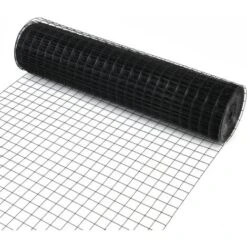 RELAX4LIFE Rete Metallica Plastificata Nera, Rete In Ferro Con Rivestimento In Plastica Per Recinzione, Recinzione In Metallo Plastificata, Barriera Per Giardino E Zoo, Recinto Plastificato 15 X 91 Cm