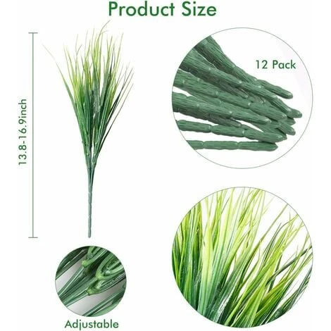 Confezione Da 12 Piante Artificiali Resistenti Ai Raggi UV Piante Artificiali In Plastica Che Non Sbiadiscono Decorazione Da Giardino/finestra (erba Verde) 2 Confezione Da 12 Piante Artificiali Resistenti Ai Raggi UV Piante Artificiali In Plastica Che Non Sbiadiscono Decorazione Da Giardino/finestra (erba Verde) - immagine 2