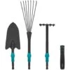 VONROC Set Attrezzi Da Giardinaggio 3-in-1 Sistema V-Fix - Rastrello Per Foglie, Pala E Rastrello A Mano