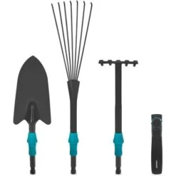 VONROC Set Attrezzi Da Giardinaggio 3-in-1 Sistema V-Fix - Rastrello Per Foglie, Pala E Rastrello A Mano