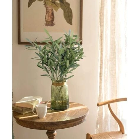 Grandi Rami Di Ulivo Artificiali Per Vaso, Steli Verdi Artificiali, Steli Di Eucalipto Di Seta Per La Decorazione Dell'home Office E Ghirlande Fai-da-te. 3 Grandi Rami Di Ulivo Artificiali Per Vaso, Steli Verdi Artificiali, Steli Di Eucalipto Di Seta Per La Decorazione Dell'home Office E Ghirlande Fai-da-te. - immagine 3