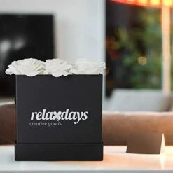 Relaxdays Bouquet Di Rose Quadrato, Scatola Nera Box Con 9 Fiori Finti Durevoli Nel Tempo, Idea Regalo Elegante, Bianca, Cartone, Tessuto, PP, 1 Pz -Negozio al dettaglio Piante Casa 70826197 3