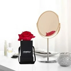 Relaxdays Bouquet Di Rose Quadrato, 1 Fiore Finto Durevole In Box, Idea Regalo Decorativa, Scatola Nera Elegante, Rossa, Cartone, Tessuto, PP, Rosso, 1 Pz -Negozio al dettaglio Piante Casa 70826199 3