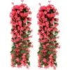 Confezione Da 2 Fiori Artificiali Edera Piante Artificiali All'aperto, Ufficio, Decorazioni Per La Casa, Feste In Giardino, Matrimonio, Rosa Rossa, Rosa Rossa