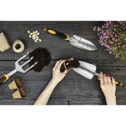 Set Di 5 Attrezzi Da Giardinaggio Professionali In Alluminio Kit Da Giardinaggio Cesoie Da Potatura Pala Rastrello Guanti -Negozio al dettaglio Piante Casa 77292077 5