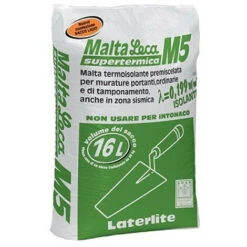 MALTA SUPERTERMICA M5 TERMOISOLANTE PREMISCELATA PER MURATURE PORTANTI, ORDINARIE E DI TAMPONAMENTO 16 LT - LECA