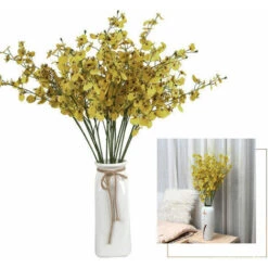 Giallo Artificiale Finto Fiore Pianta In Vaso Zen Decorazione Della Casa Decorazione Bouquet Di Plastica Singolo Pavone Che Balla Orchidea BL28362 Giallo Grande Ramo -Negozio al dettaglio Piante Casa 79979052 4