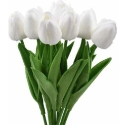 RHAFAYRE Confezione Da 10 Tulipani Artificiali Da 34 Cm Per Interni Esterni Matrimoni Cucina Ufficio Bar Casa (Bianco) -Negozio al dettaglio Piante Casa 80396869 3