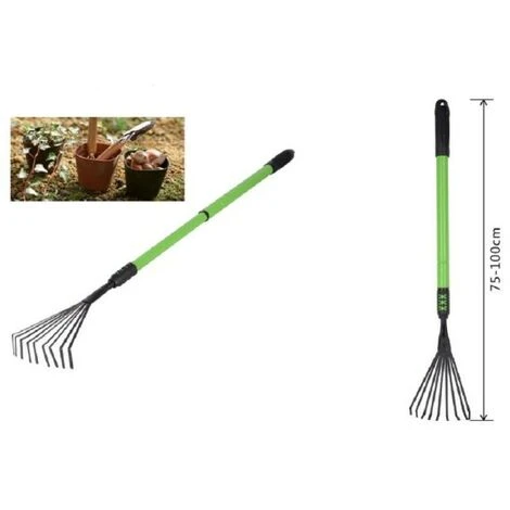 Trade Shop - Rastrello A 9 Denti Con Manico Allungabile Attrezzo Per Giardino 75-100 Cm 90075 1 Trade Shop - Rastrello A 9 Denti Con Manico Allungabile Attrezzo Per Giardino 75-100 Cm 90075