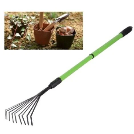 Trade Shop - Rastrello A 9 Denti Con Manico Allungabile Attrezzo Per Giardino 75-100 Cm 90075 2 Trade Shop - Rastrello A 9 Denti Con Manico Allungabile Attrezzo Per Giardino 75-100 Cm 90075 - immagine 2