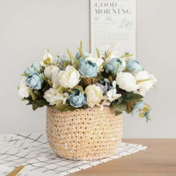 Imulation Fleur Bouquet Européen Cinq Têtes Peinture à L'huile Pivoine Fleur Décoration De La Maison Porche Bureau Faux Pot De Fleur Bouquet Soie Tissu Violet -Negozio al dettaglio Piante Casa 85895190 4