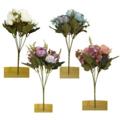 Imulation Fleur Bouquet Européen Cinq Têtes Peinture à L'huile Pivoine Fleur Décoration De La Maison Porche Bureau Faux Pot De Fleur Bouquet Soie Tissu Violet -Negozio al dettaglio Piante Casa 85895190 5
