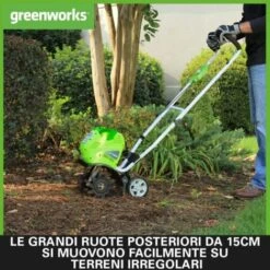 Greenworks G40TL - Motocoltivatore A Batteria, Motozappa Con Fresa A Denti Anteriore, Larghezza Di Lavoro 25cm, Profondità Di Azione 13cm, SENZA Batteria 40V E Caricabatterie, Garanzia 3 Anni -Negozio al dettaglio Piante Casa 86653107 4