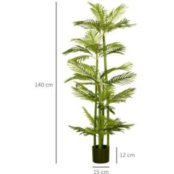 HOMCOM Pianta Artificiale Di Palma Da 140 Cm Con Vaso, Per Interni Ed Esterni, Verde 7 HOMCOM Pianta Artificiale Di Palma Da 140 Cm Con Vaso, Per Interni Ed Esterni, Verde -Negozio al dettaglio Piante Casa 87893232 3